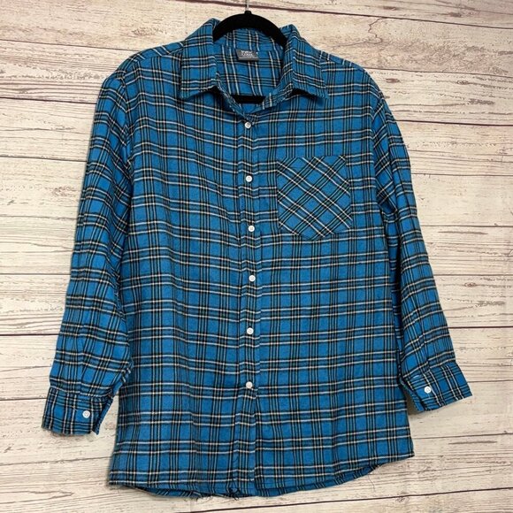 TruFit Blue Plaid Button Up Large - Picture 2 of 6